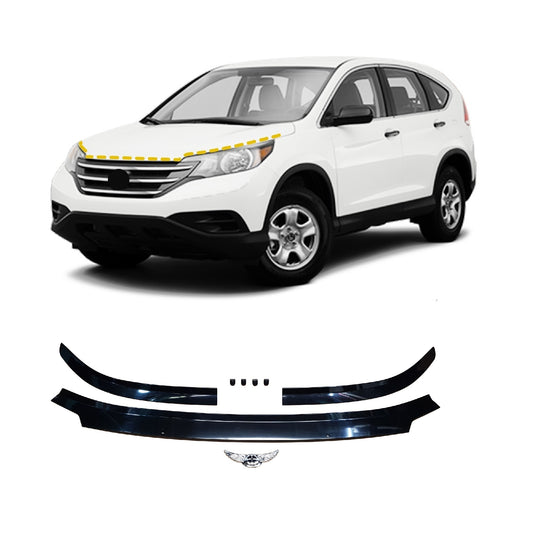 Hood Shield Protector Bug Deflector for Honda CR-V 2012-2016 (3PCs) Black Tape-On Style