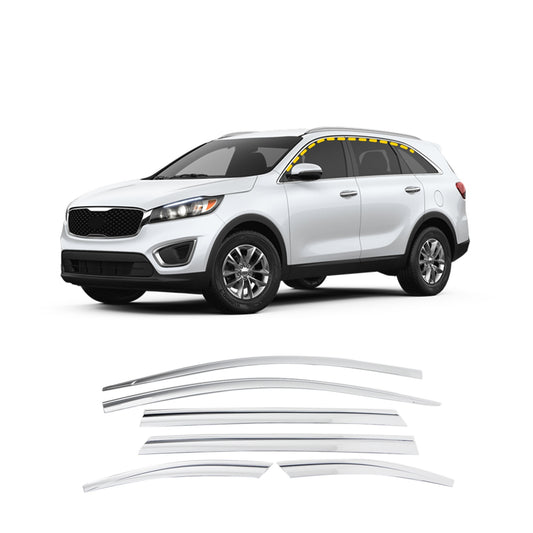 Rain Guards for Kia Sorento 2016-2020 (6PCs) Chrome Finish Tape-On Style