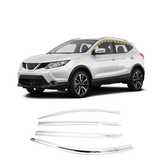 Rain Guards for Nissan Qashqai 2017-2023 (6PCs) Chrome Finish Tape-On Style