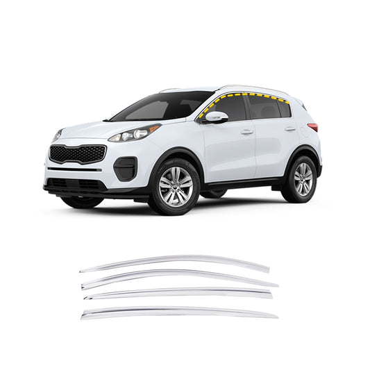 Rain Guards for Kia Sportage 2017-2022 (4PCs) Chrome Finish Tape-On Style