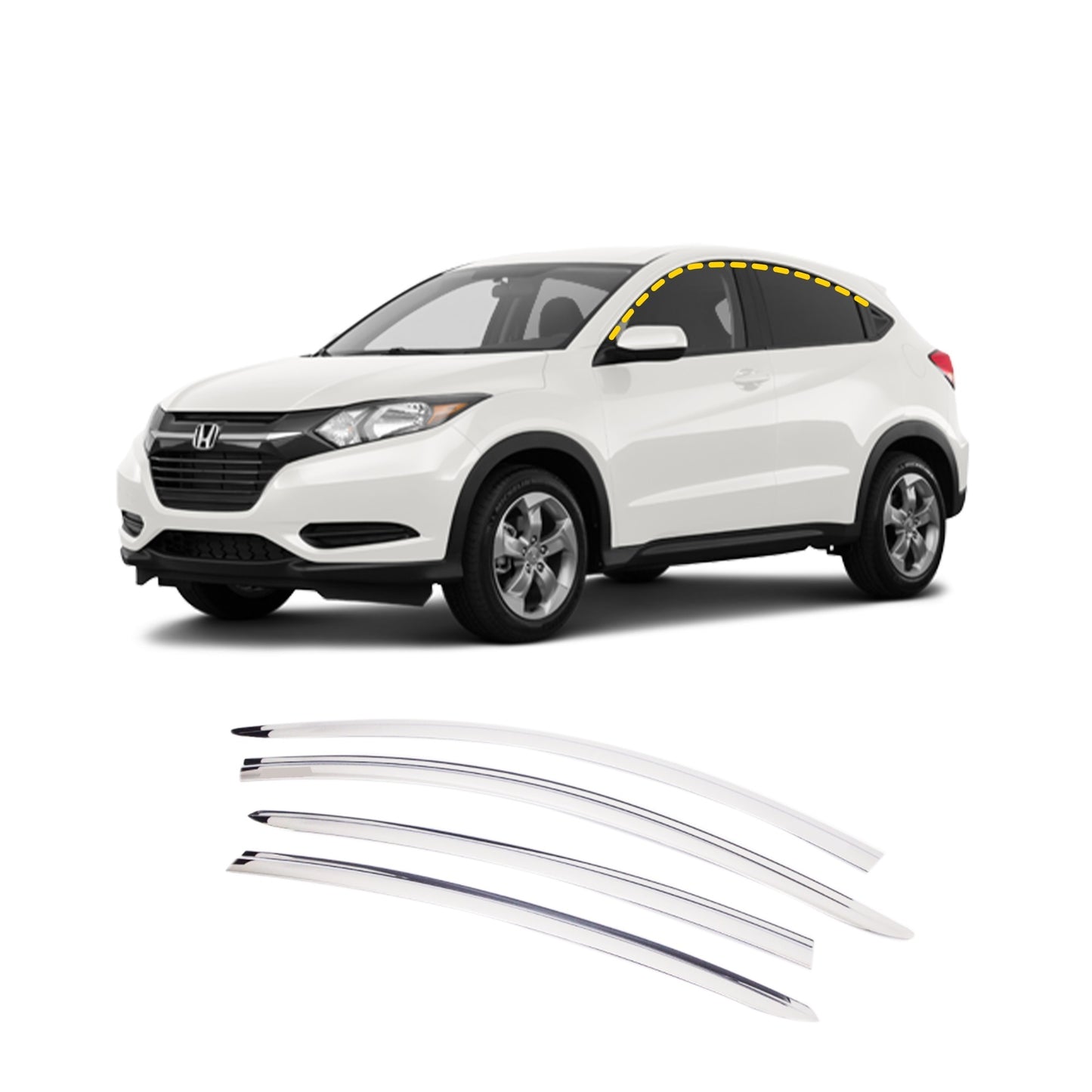 Rain Guards for Honda HR-V 2016-2022 (4PCs) Chrome Finish Tape-On Style