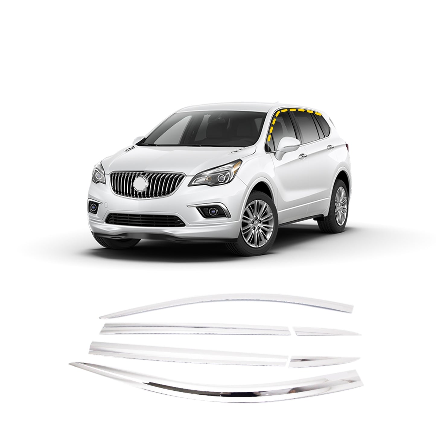 Rain Guards for Buick Envision 2016-2020 (6PCs) Chrome Finish Tape-On Style