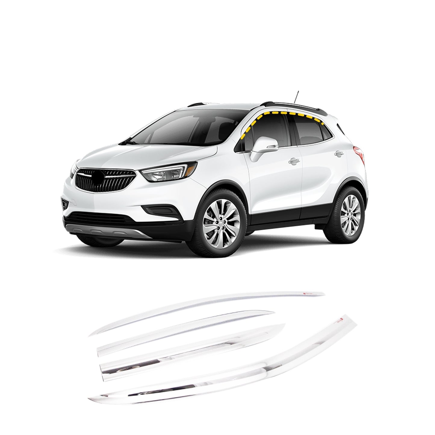 Rain Guards for Buick Encore 2013-2022 (4PCs) Chrome Finish Tape-On Style