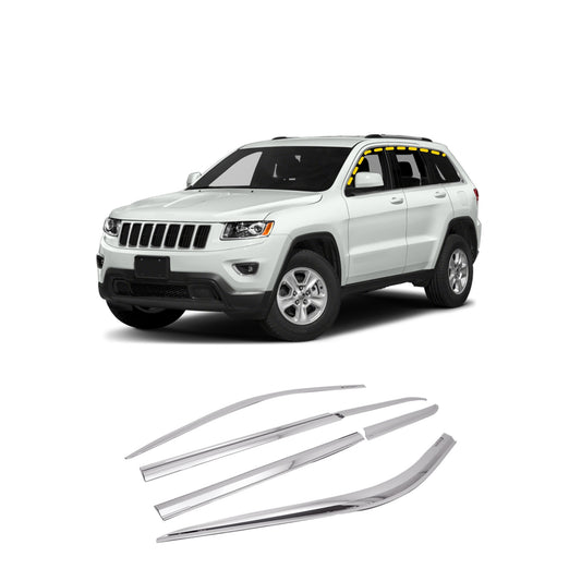 Rain Guards for Jeep Grand Cherokee 2011-2021 (6PCs) Chrome Finish Tape-On Style