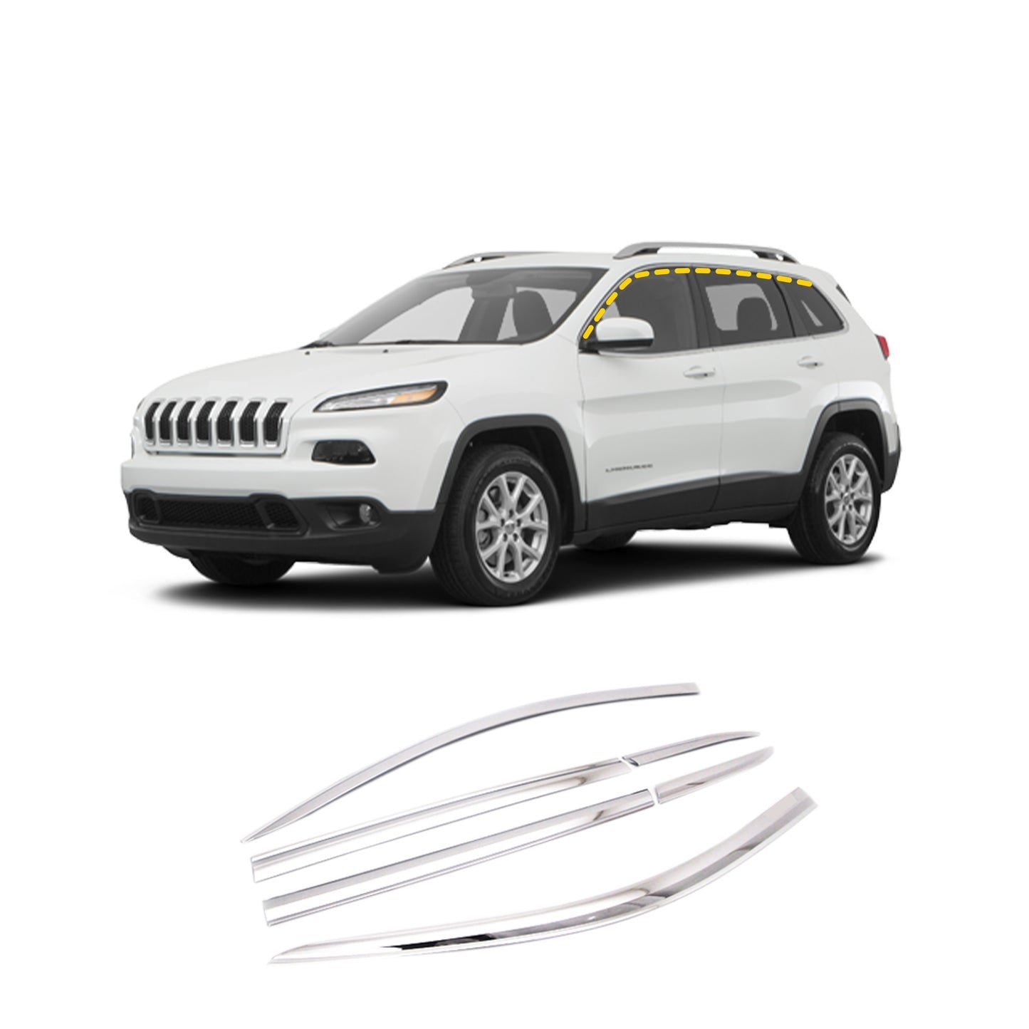 Rain Guards for Jeep Cherokee 2014-2023 (6PCs) Chrome Finish Tape-On Style