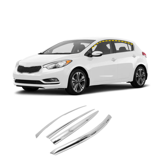 Rain Guards for Kia Forte Hatchback 2014-2018 (4PCs) Chrome Finish Tape-On Style