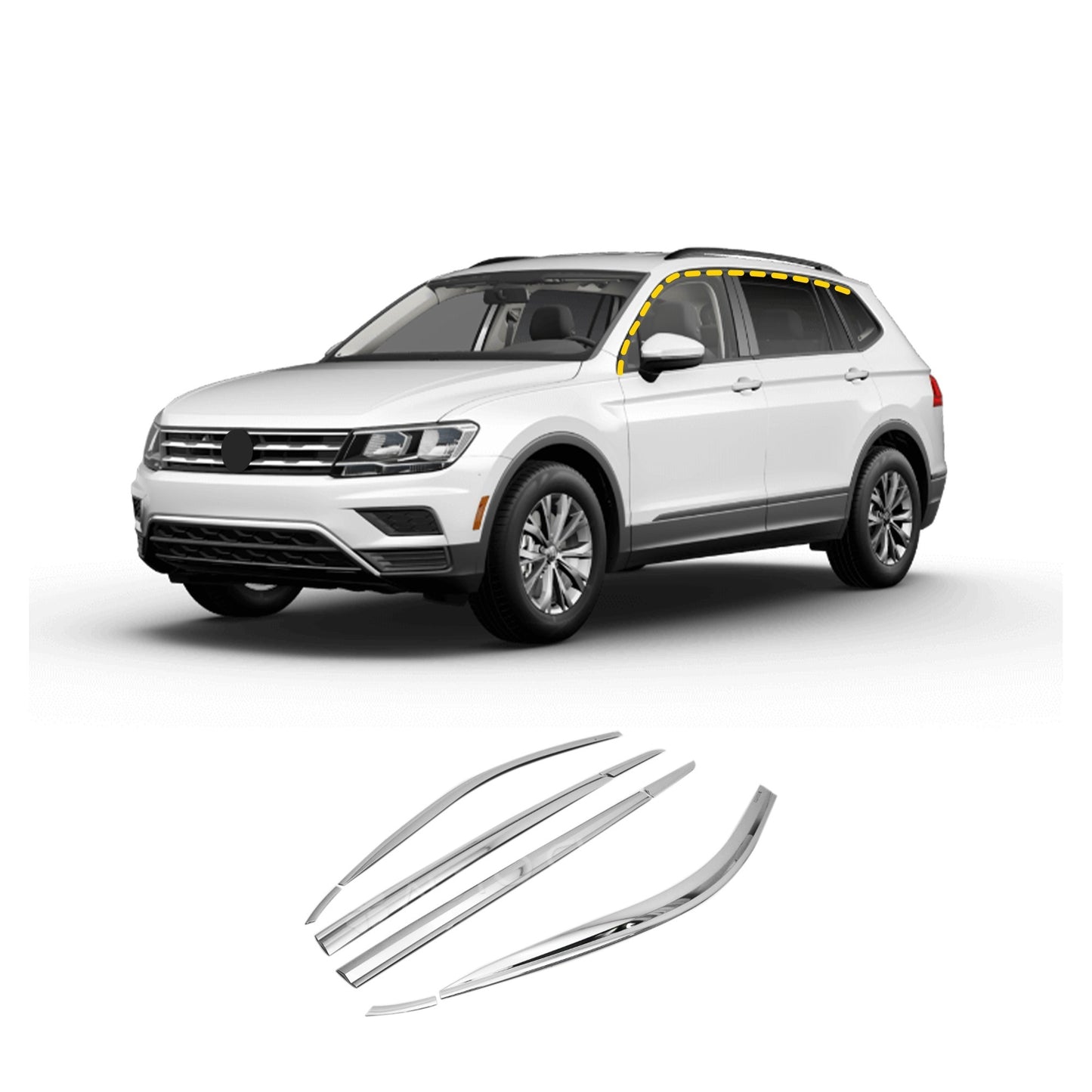 Rain Guards for Volkswagen Tiguan 2018-2022 (8PCs) Chrome Finish Tape-On Style