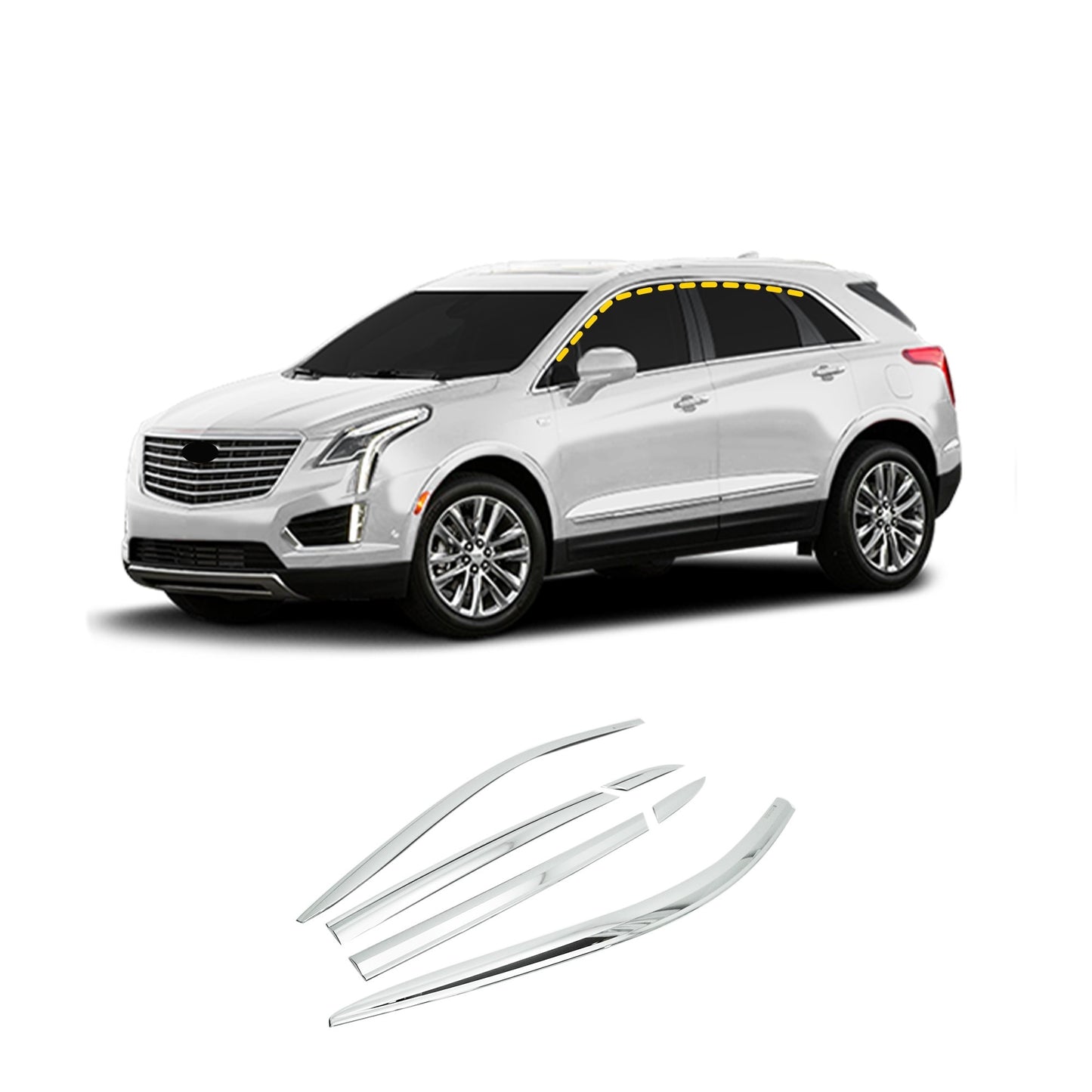 Rain Guards for Cadillac XT5 2017-2023 (6PCs) Chrome Finish Tape-On Style