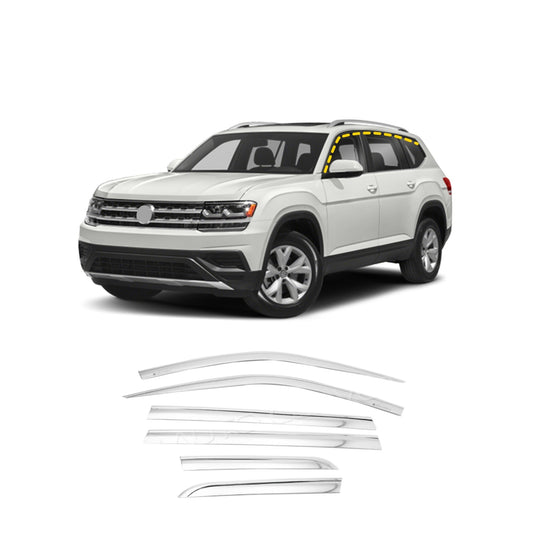 Rain Guards for Volkswagen Atlas 2018-2024 (6PCs) Chrome Finish Tape-On Style