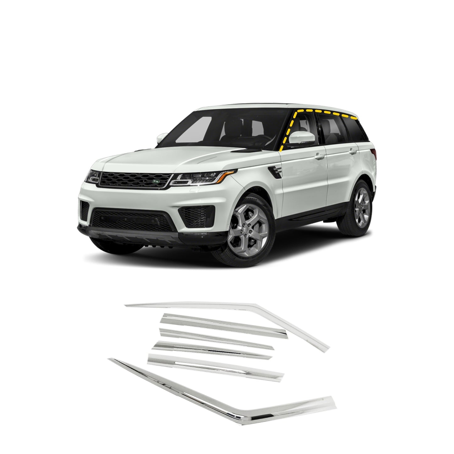 Rain Guards for Land Rover Range Rover Sport 2014-2022 (6PCs) Chrome Finish Tape-On Style