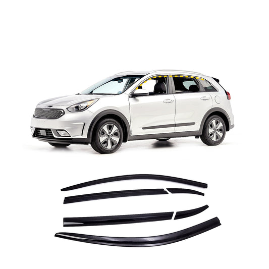 Rain Guards for Kia Niro 2017-2023 (6PCs) Smoke Tinted Tape-On Style