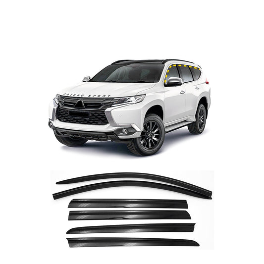 Rain Guards for Mitsubishi Montero Sport 2016-2021 (6PCs) Smoke Tinted Tape-On Style