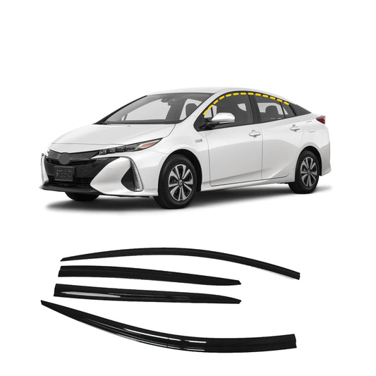 Rain Guards for Toyota Prius 2016-2022 (4PCs) Smoke Tinted Tape-On Style