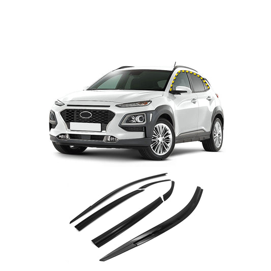 Rain Guards for Hyundai Kona 2018-2023 (6PCs) Smoke Tinted Tape-on Style