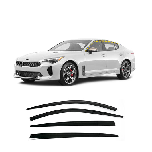 Rain Guards for Kia Stinger 2018-2023 (4PCs) Smoke Tinted Tape-On Style