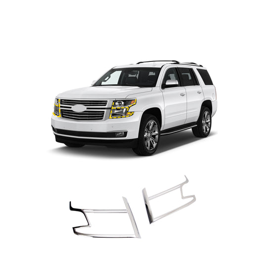 Headlight Cover Trim for Chevrolet Tahoe 2015-2020 (2PCs) Chrome Finish Tape-On Style