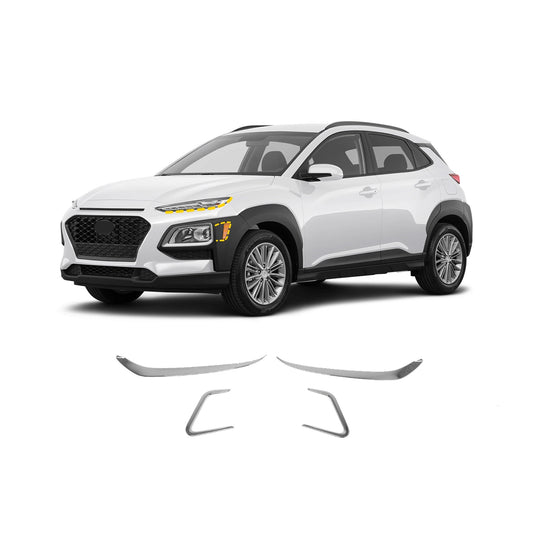 Headlights Cover Trim for Hyundai Kona 2018-2021 (4PCs) Chrome Finish Tape-On Style