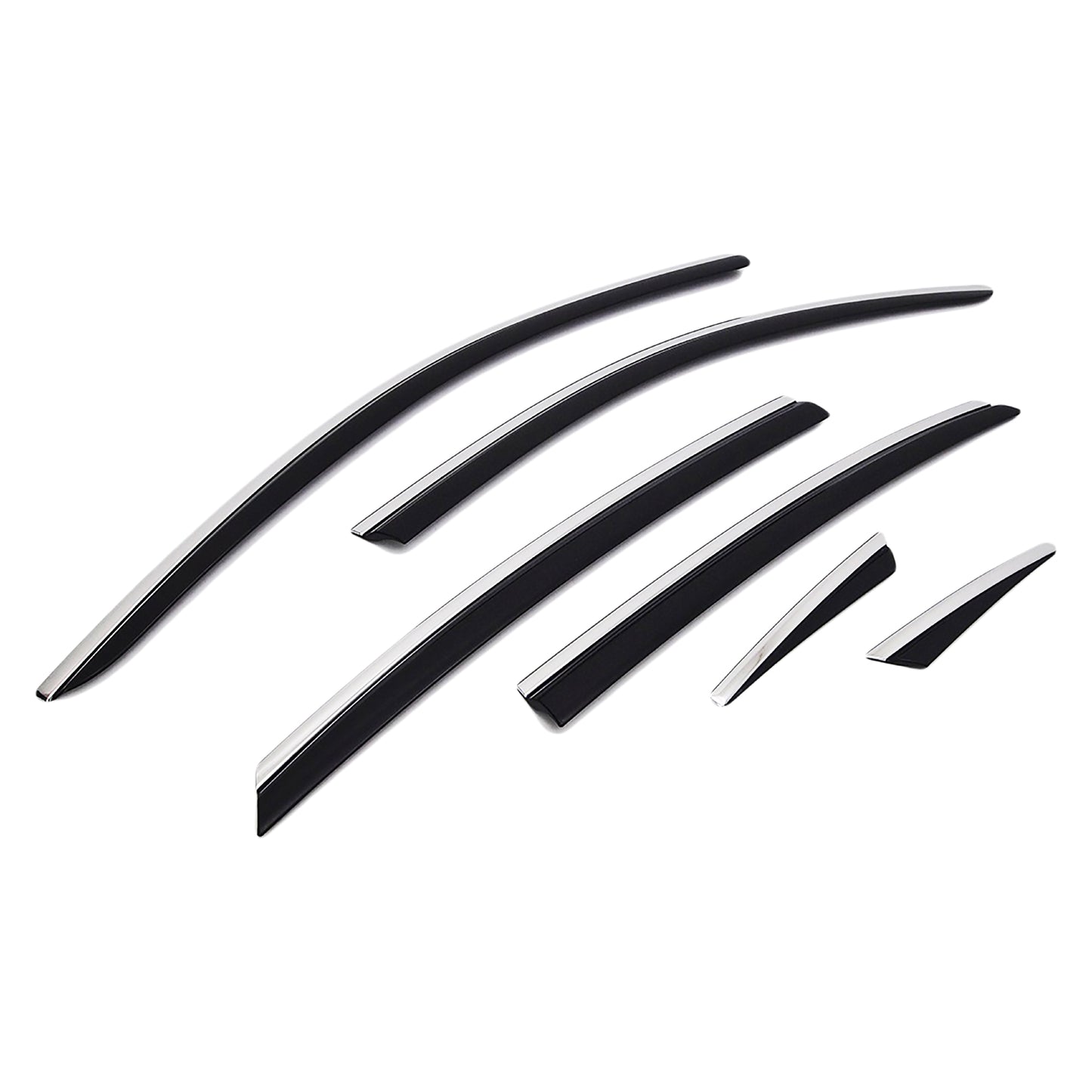 Rain Guards for Renault Talisman 2015-2021 (6PCs) Black with Chrome Line Tape-On Style