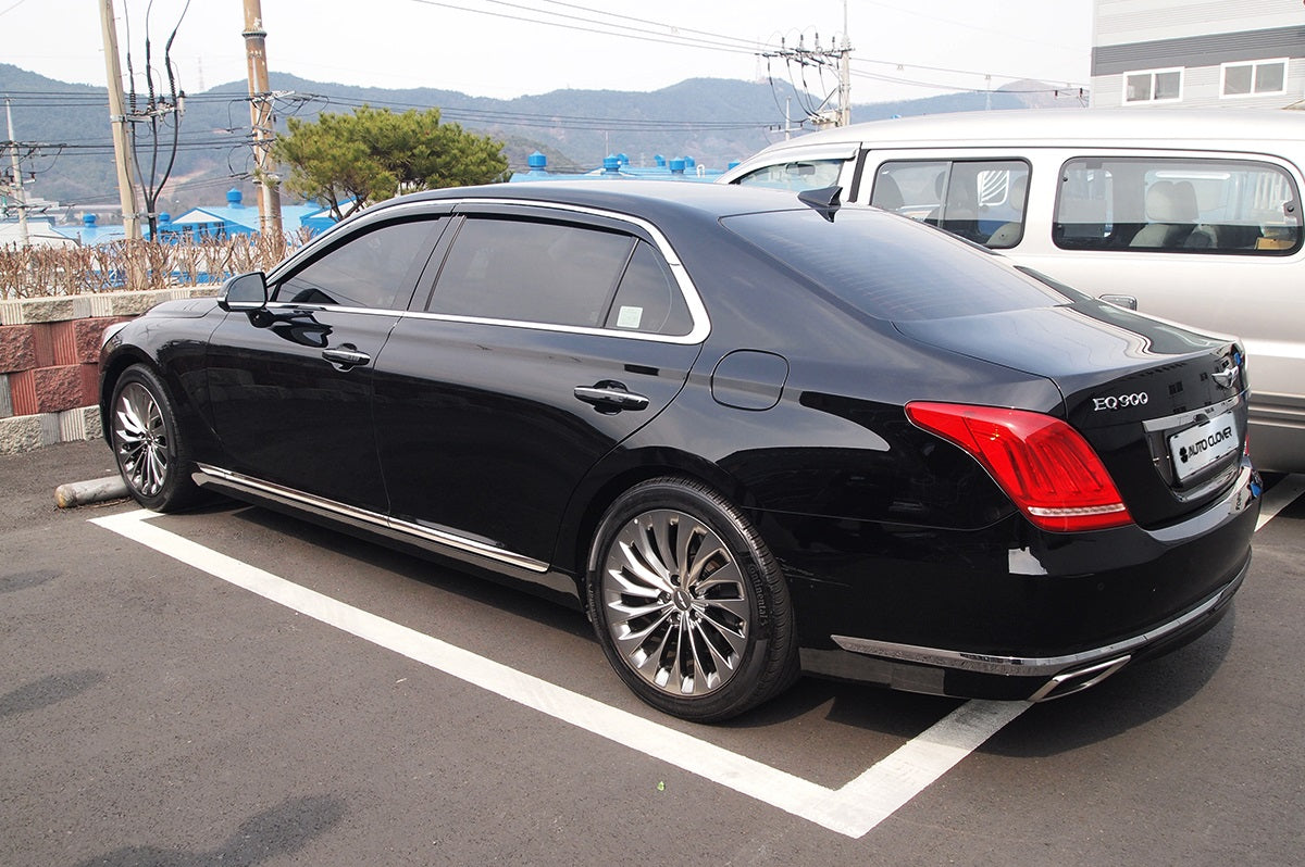 Rain Guards for Genesis G90 2017-2022 (4PCs) Black with Chrome Line Tape-On Style