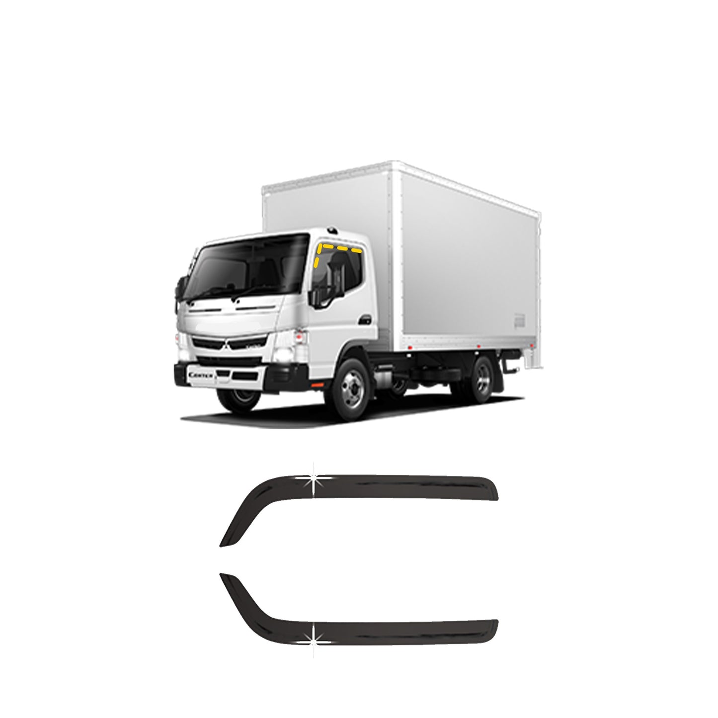 Rain Guards for Mitsubishi Fuso Canter 2010-2020 (2PCs) Smoke Tinted Tape-On Style