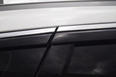 Rain Guards for Hyundai Santa Fe 2019-2023 (6PCs) Black with Chrome Line Tape-On Style