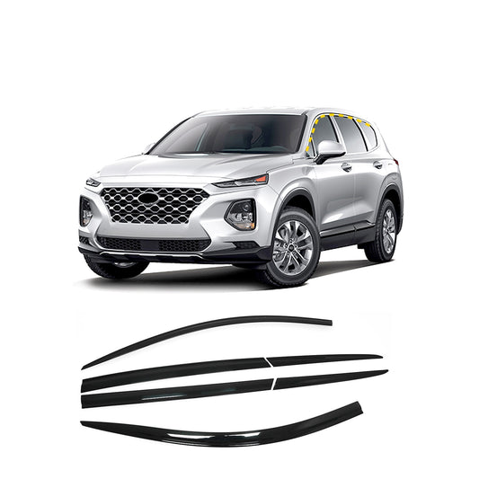 Rain Guards for Hyundai Santa Fe 2019-2023 (6PCs) Smoke Tinted Tape-On Style