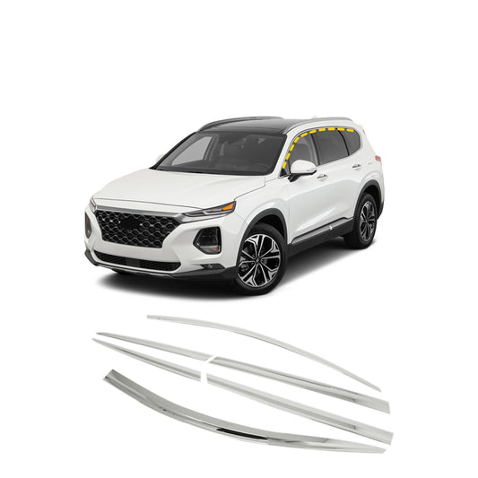 Rain Guards for Hyundai Santa Fe 2019-2023 (6PCs) Chrome Finish Tape-On Style