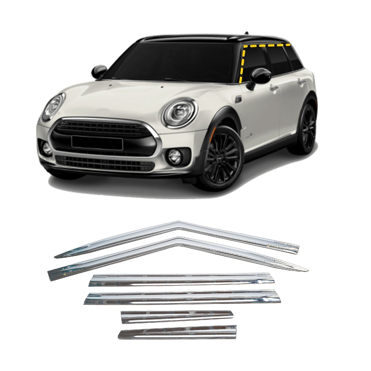 Rain Guards for Mini Clubman 2017-2023 (6PCs) Chrome Finish Tape-On Style