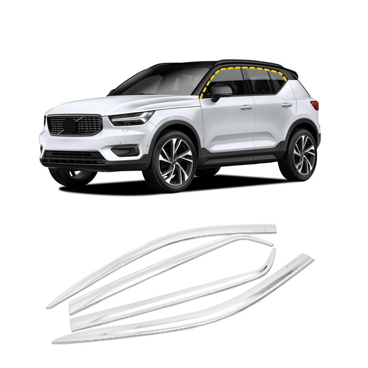 Rain Guards for Volvo XC40 2019-2023 (4PCs) Chrome Finish Tape-On Style