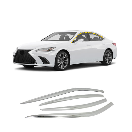 Rain Guards for Lexus ES 2019-2023 (4PCs) Chrome Finish Tape-On Style