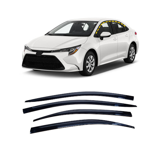 Rain Guards for Toyota Corolla Sedan 2020-2023 (4PCs) Smoke Tinted Tape-On Style