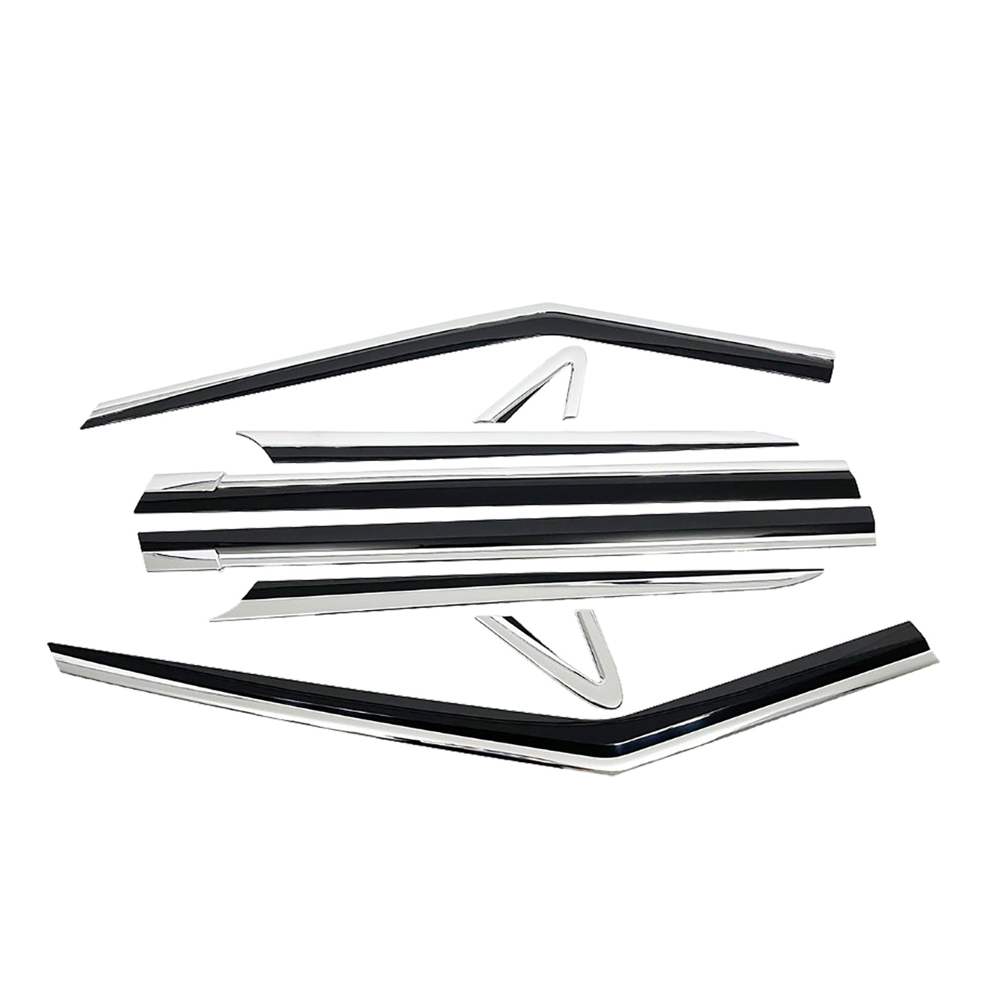 Rain Guards for Kia Carnival 2022-2024 (8PCs) Black with Chrome Line Tape-On Style