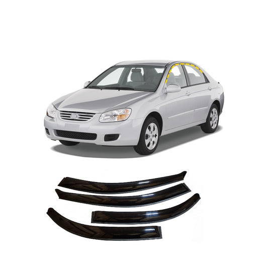 A0710 - Rain Guards for Kia Spectra 2004-2009 (4PCs) Smoke Tinted Tape-On Style - northernprimesupply