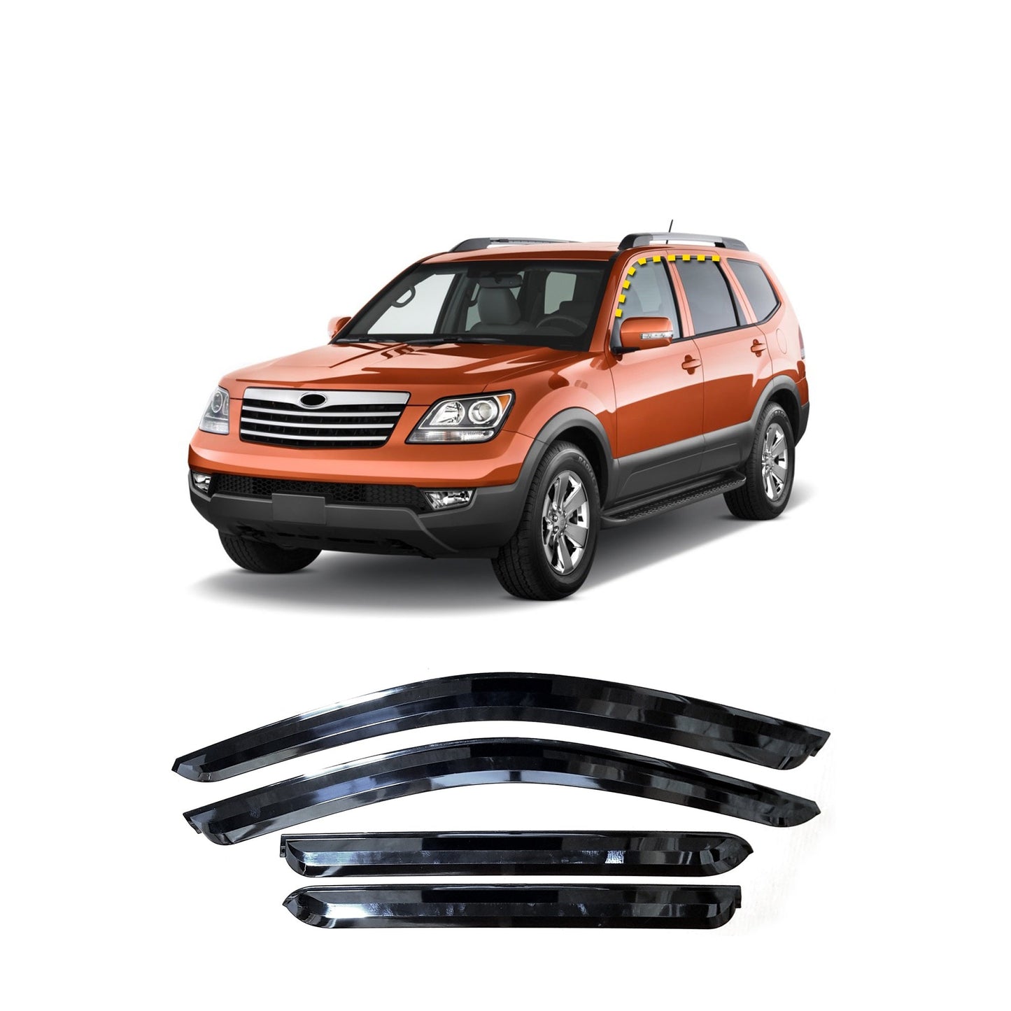 A1050 - Autoclover Rain Guards for Kia Borrego 2008-2010 (4PCs) Smoke Tinted Tape-On Style - northernprimesupply