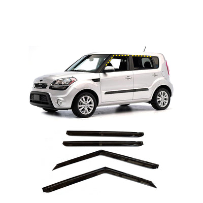 A1070 - Autoclover Rain Guards for Kia Soul 2010-2013 (4PCs) Smoke Tinted Tape-On Style - northernprimesupply