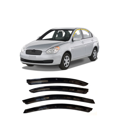 A1120 - Rain Guards for Hyundai Accent Sedan 2006-2011 (4PCs) Smoke Tinted Tape-On Style - northernprimesupply