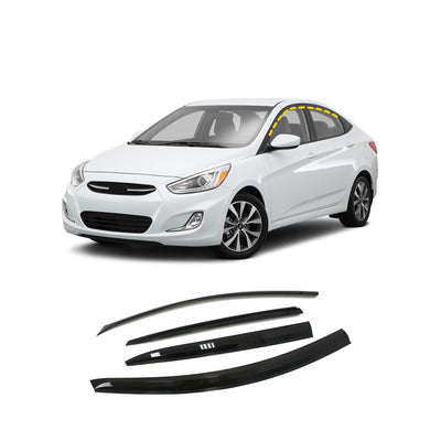 A1390 - Rain Guards for Hyundai Accent Hatchback 2012-2017 (4PCs) Smoke Tinted Tape-On Style - northernprimesupply