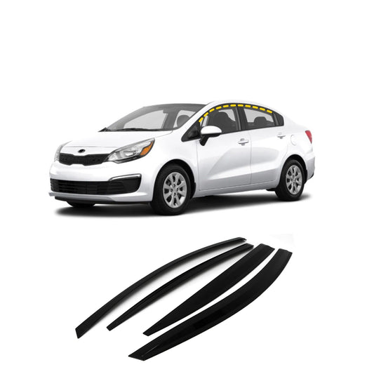 A1410 - Autoclover Rain Guards for Kia Rio Sedan 2012-2017 (4PCs) Smoke Tinted Tape-On Style - northernprimesupply