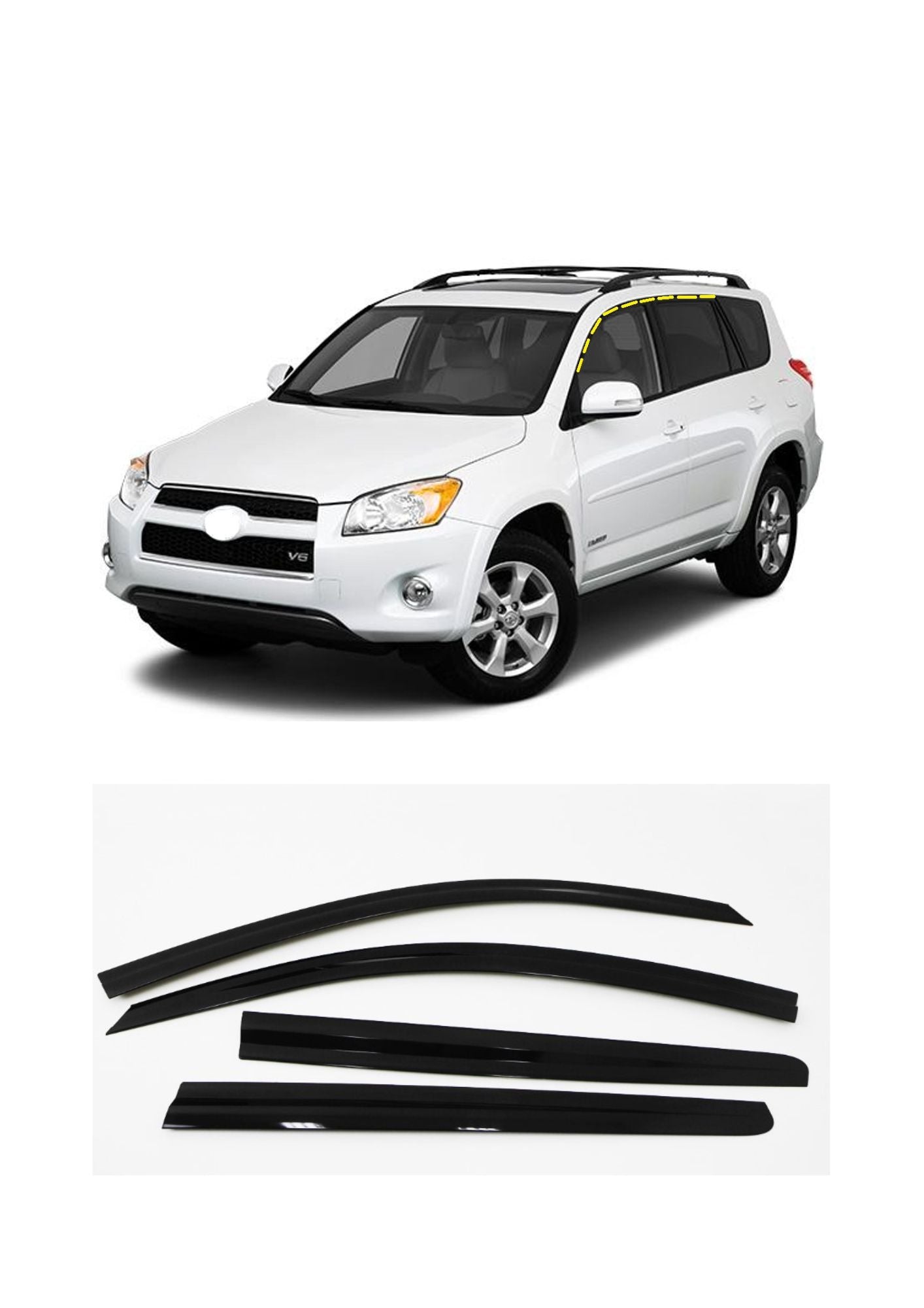 A1700 - Rain Guards for Toyota RAV4 2006-2012 (4PCs) Smoke Tinted Tape-On Style - northernprimesupply