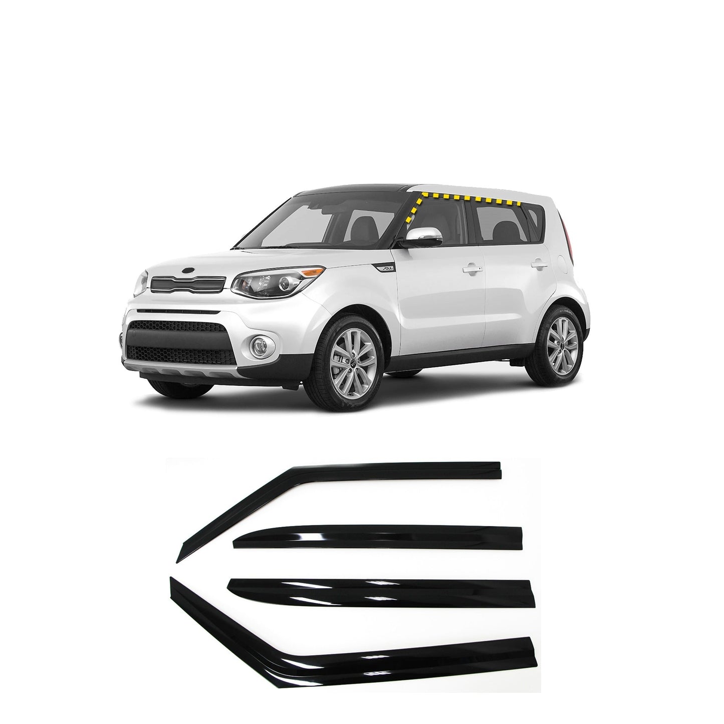 A1740 - Autoclover Rain Guards for Kia Soul 2014-2019 (4PCs) Smoke Tinted Tape-On Style - northernprimesupply