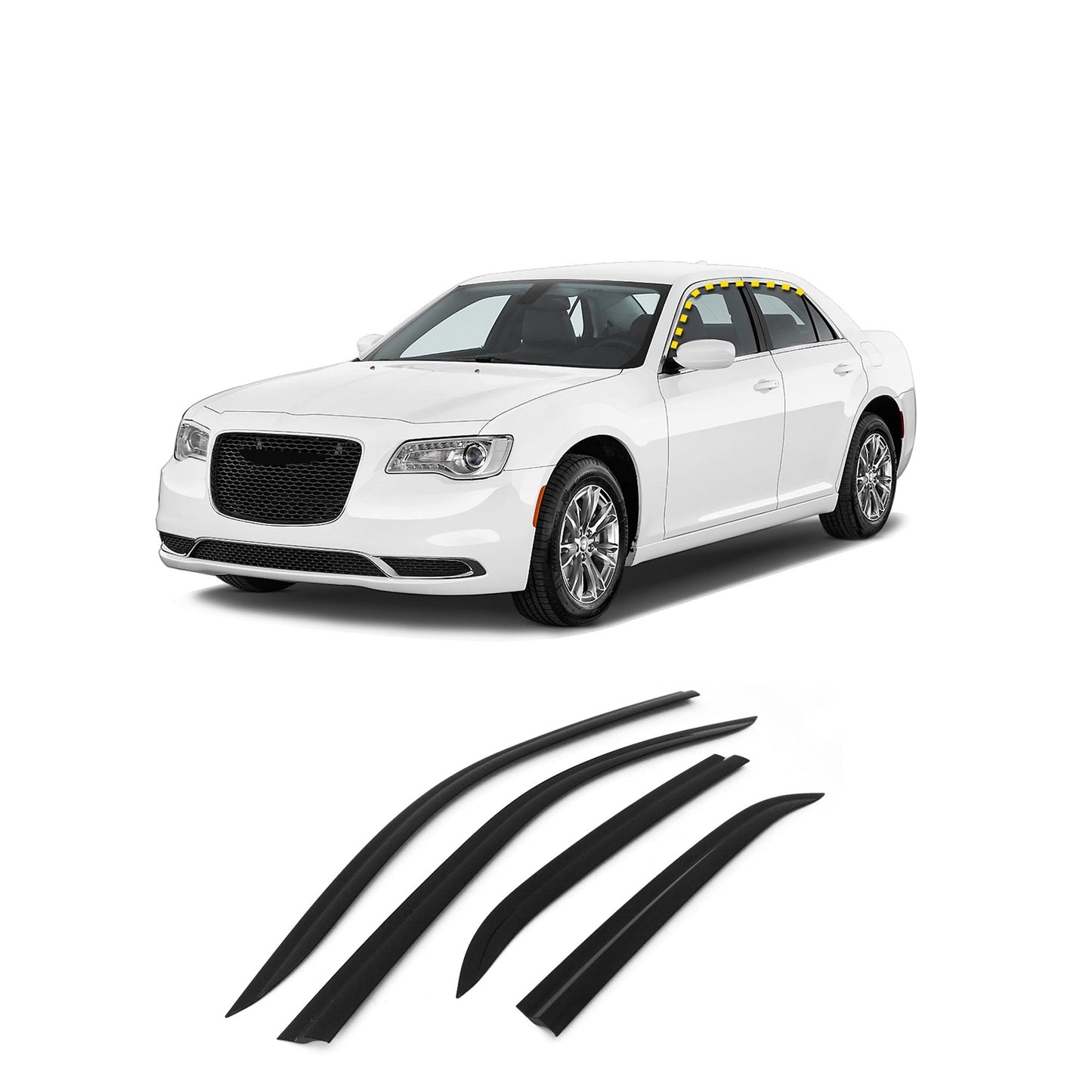 A1850 - Autoclover Rain Guards for Chrysler 300C 2011-2022 (4PCs) Smoke Tinted Tape-On Style - northernprimesupply