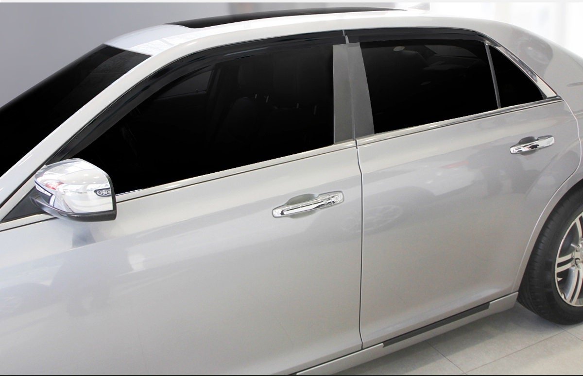 A1850 - Autoclover Rain Guards for Chrysler 300C 2011-2022 (4PCs) Smoke Tinted Tape-On Style - northernprimesupply