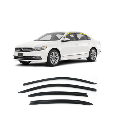 A1890 - Rain Guards for Volkswagen Passat 2012-2019 (4PCs) Smoke Tinted Tape-On Style - northernprimesupply