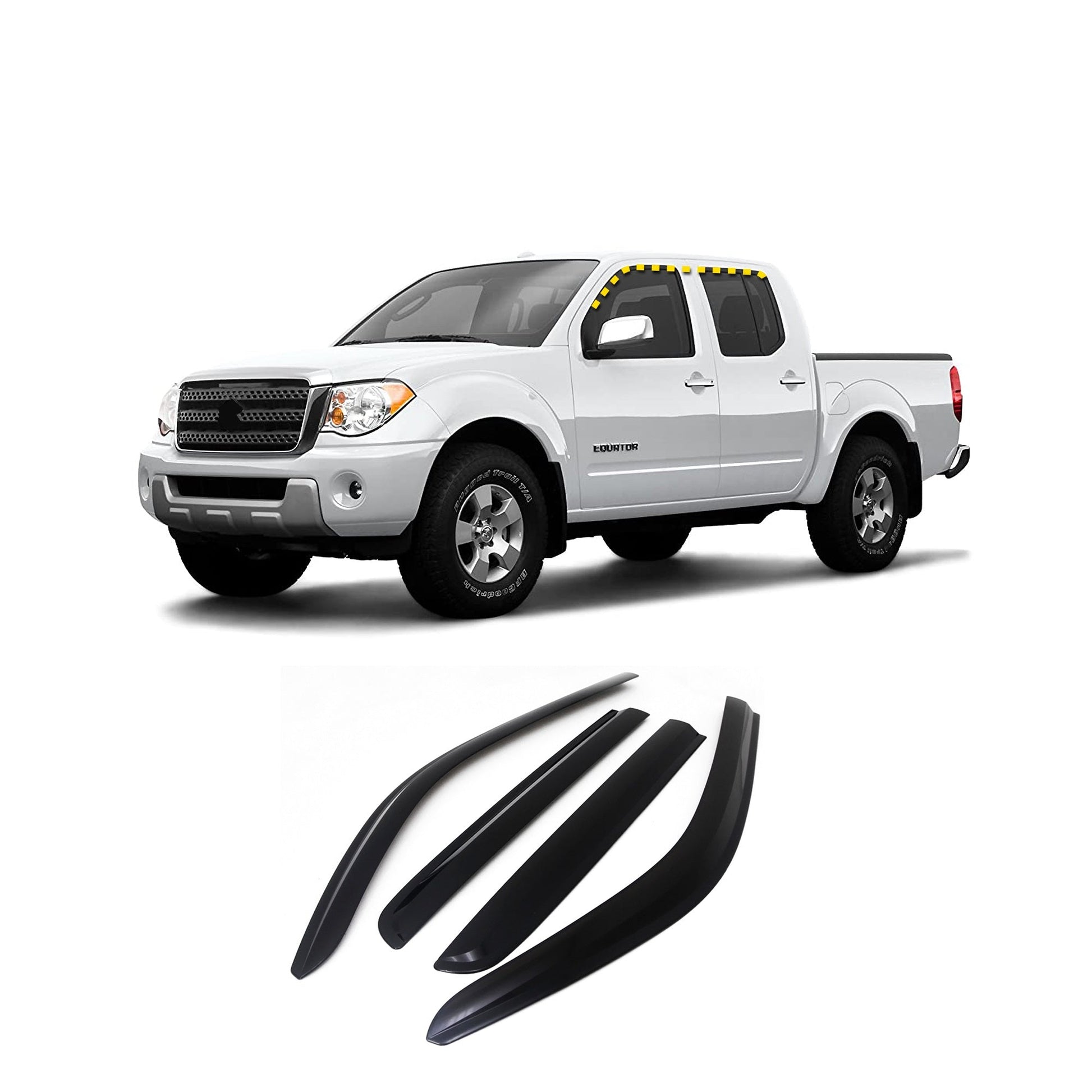 A1931 - Autoclover Rain Guards for Suzuki Equator Crew Cab 2009-2012 (4PCs) Smoke Tinted Tape-On Style - northernprimesupply