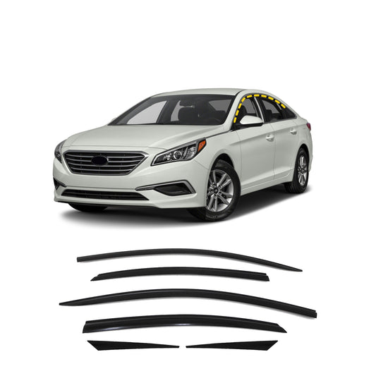 A1960 - Autoclover Rain Guards for Hyundai Sonata 2015-2019 (6PCs) Smoke Tinted Tape-On Style - northernprimesupply