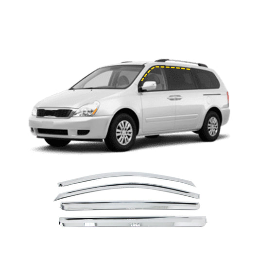 A4400 - Rain Guards for Kia Sedona 2006-2014 (4PCs) Chrome Finish Tape-On Style - northernprimesupply