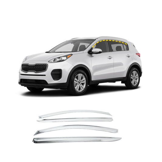 A4770 - Rain Guards for Kia Sportage 2011-2016 (4PCs) Chrome Finish Tape-On Style - northernprimesupply