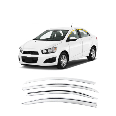 A4900 - Autoclover Rain Guards for Chevrolet Sonic 2012-2020 (4PCs) Chrome Finish Tape-On Style - northernprimesupply