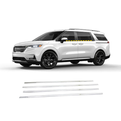 B2750 - Autoclover Windows Frame Sill Molding Cover Trim for Kia Carnival 2022 (4PCs) Chrome Finish Tape-On Style - northernprimesupply