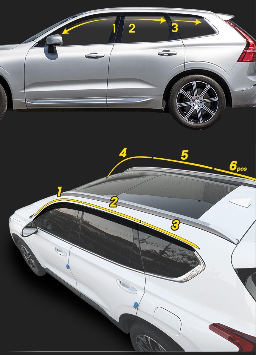 B2840 - Rain Guards for Volvo XC60 2018-2023 (6PCs) Black Tape-On Style - northernprimesupply